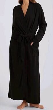 Papinelle Cotton & Cashmere Maxi Robe Black Womens Sz XS $369 NEW